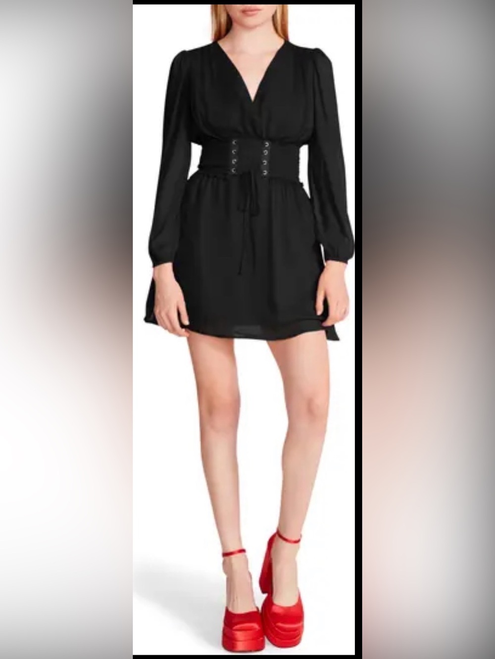 Steve Madden Diana Lace-Up Long Sleeve Chiffon
Black Mini Dress NWT - Picture 1 of 7